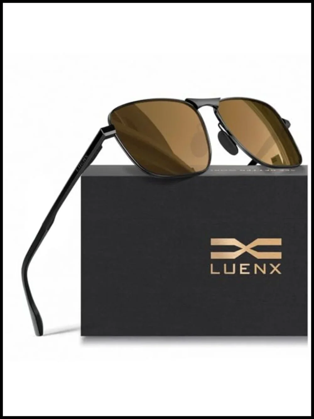 Rectangular Polarized Aviator Sunglasses with Spring Hinge UV400 Protection